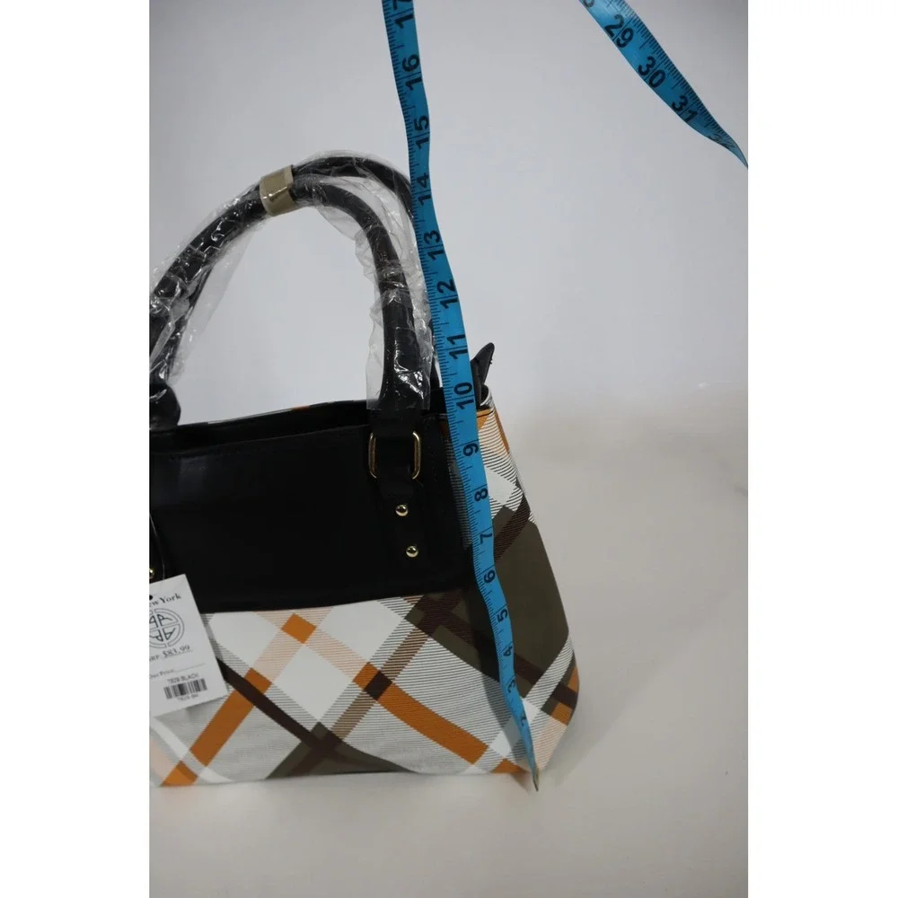 AR New York Green‎ and Yellow Plaid Satchel with Black Straps and Accents